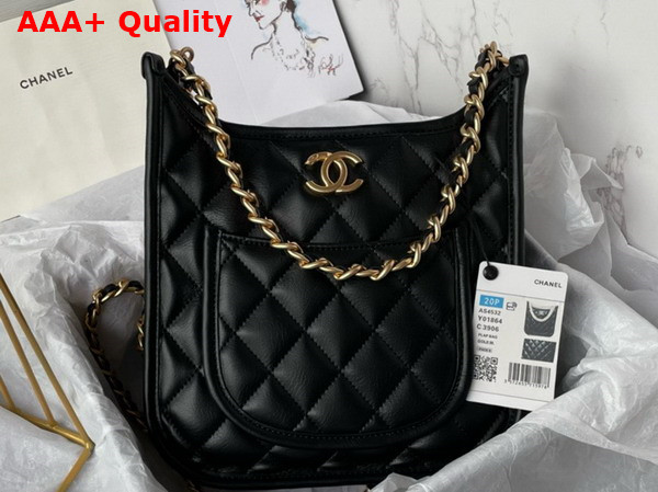 Chanel Hobo Handbag in Black Calfskin Ref AS4532 Replica