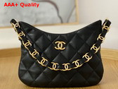 Chanel Hobo Handbag in Black Lambskin AS3562 Replica