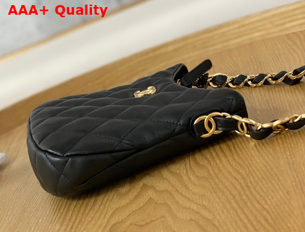 Chanel Hobo Handbag in Black Lambskin AS3562 Replica