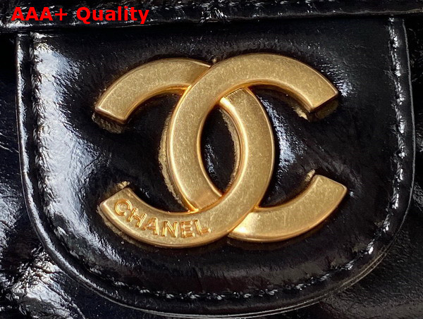 Chanel Hobo Handbag in Black Shiny Crumpled Calfskin Gold Tone Metal AS4322 Replica