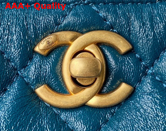 Chanel Hobo Handbag in Blue Lambskin Gold Tone Metal Ref AS3112 Replica