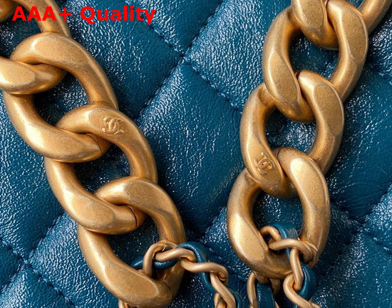 Chanel Hobo Handbag in Blue Lambskin Gold Tone Metal Ref AS3112 Replica