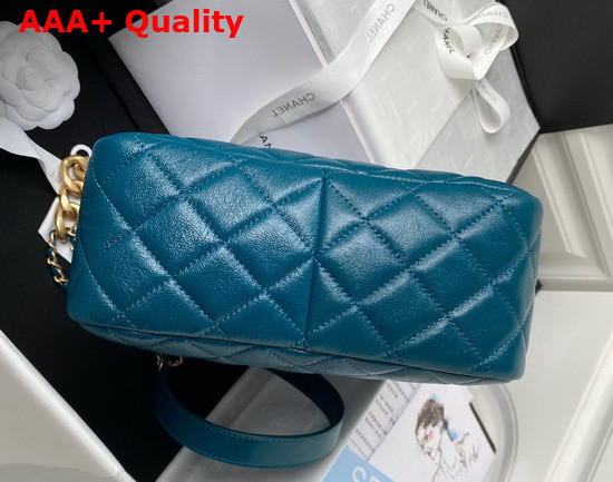 Chanel Hobo Handbag in Blue Lambskin Gold Tone Metal Ref AS3112 Replica