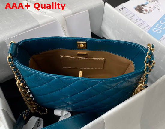 Chanel Hobo Handbag in Blue Lambskin Gold Tone Metal Ref AS3112 Replica