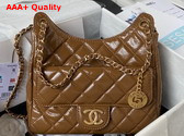 Chanel Hobo Handbag in Brown Shiny Crumpled Calfskin Gold Tone Metal AS4322 Replica