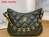 Chanel Hobo Handbag in Dark Green Lambskin AS3562 Replica