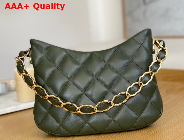 Chanel Hobo Handbag in Dark Green Lambskin AS3562 Replica