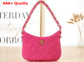 Chanel Hobo Handbag in Fuchsia Cashmere Tweed Gold Tone Metal AS3562 Replica