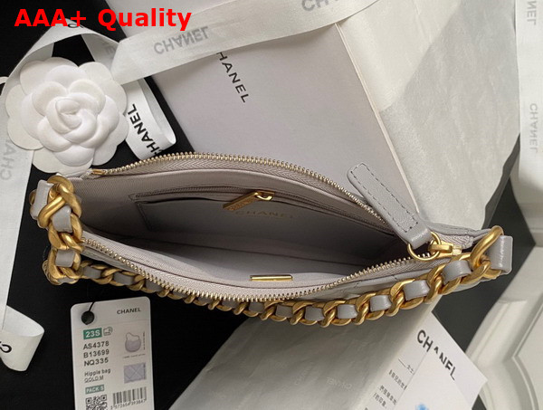 Chanel Hobo Handbag in Grey Shiny Crumpled Lambskin Gold Tone Metal As4378 Replica