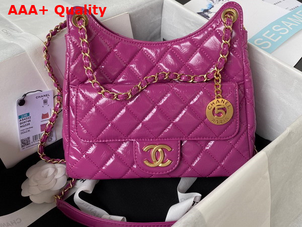 Chanel Hobo Handbag in Light Purple Purple Shiny Crumpled Calfskin Gold Tone Metal AS4322 Replica