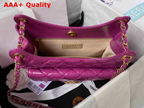 Chanel Hobo Handbag in Light Purple Purple Shiny Crumpled Calfskin Gold Tone Metal AS4322 Replica