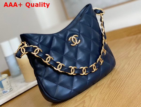 Chanel Hobo Handbag in Navy Blue Lambskin AS3562 Replica