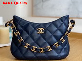 Chanel Hobo Handbag in Navy Blue Lambskin AS3562 Replica