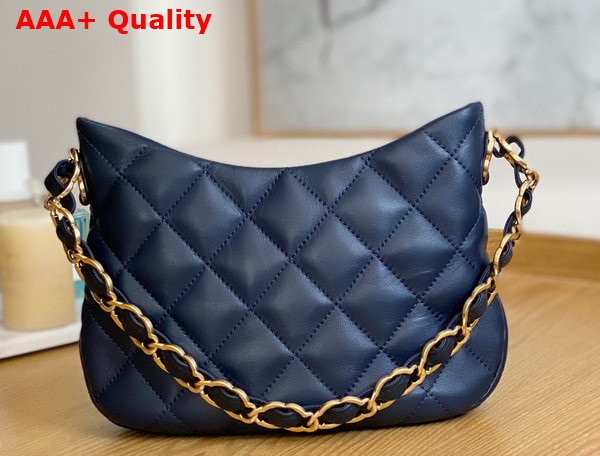 Chanel Hobo Handbag in Navy Blue Lambskin AS3562 Replica