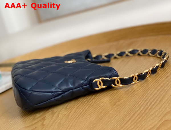 Chanel Hobo Handbag in Navy Blue Lambskin AS3562 Replica