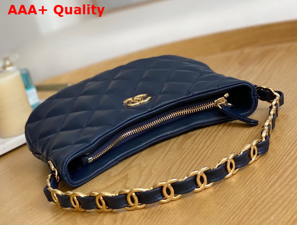 Chanel Hobo Handbag in Navy Blue Lambskin AS3562 Replica