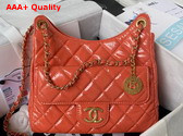 Chanel Hobo Handbag in Orange Shiny Crumpled Calfskin Gold Tone Metal AS4322 Replica