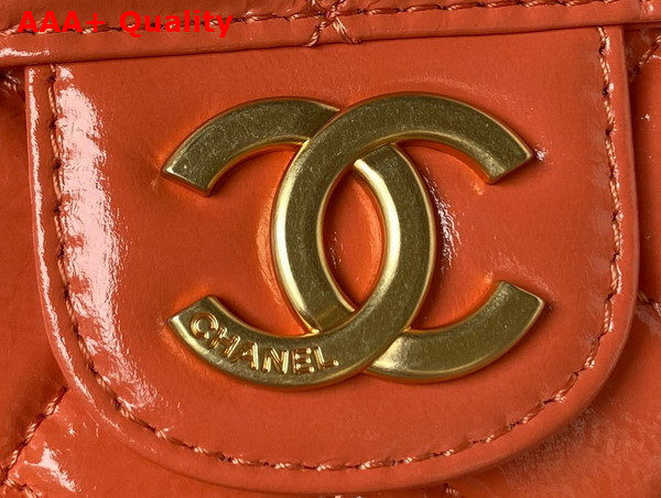 Chanel Hobo Handbag in Orange Shiny Crumpled Calfskin Gold Tone Metal AS4322 Replica