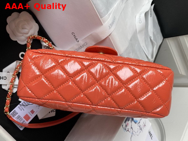 Chanel Hobo Handbag in Orange Shiny Crumpled Calfskin Gold Tone Metal AS4322 Replica