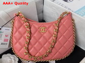 Chanel Hobo Handbag in Pink Shiny Crumpled Lambskin Gold Tone Metal As4378 Replica