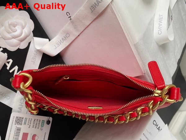 Chanel Hobo Handbag in Red Shiny Crumpled Lambskin Gold Tone Metal As4378 Replica