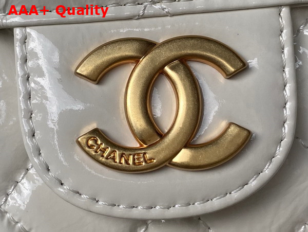 Chanel Hobo Handbag in White Shiny Crumpled Calfskin Gold Tone Metal AS4322 Replica