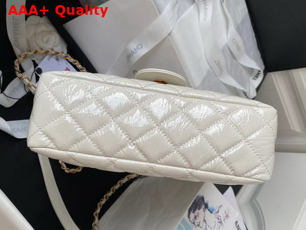 Chanel Hobo Handbag in White Shiny Crumpled Calfskin Gold Tone Metal AS4322 Replica