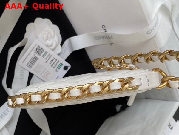 Chanel Hobo Handbag in White Shiny Crumpled Lambskin Gold Tone Metal As4378 Replica