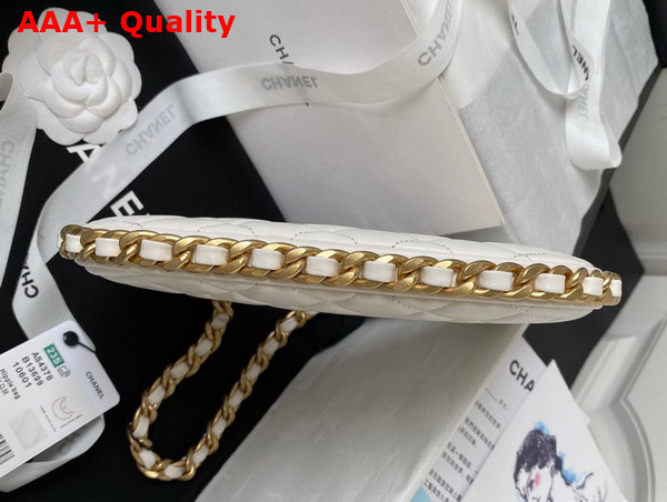 Chanel Hobo Handbag in White Shiny Crumpled Lambskin Gold Tone Metal As4378 Replica