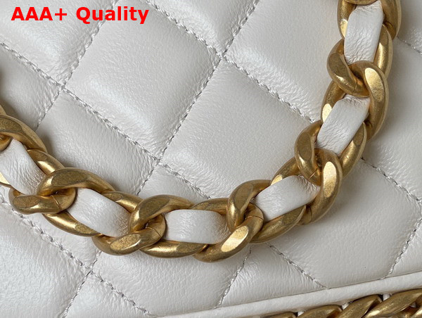 Chanel Hobo Handbag in White Shiny Crumpled Lambskin Gold Tone Metal As4378 Replica