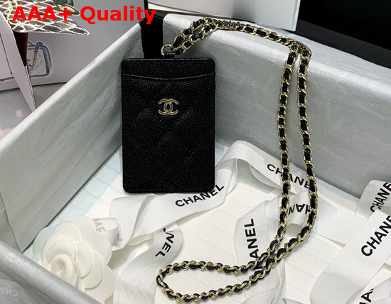 Chanel ID Card Holder in Black Grained Calfskin Replica