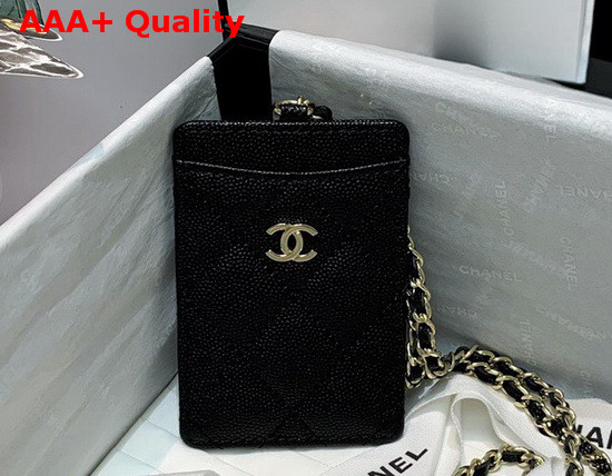 Chanel ID Card Holder in Black Grained Calfskin Replica