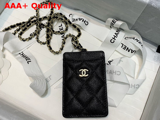 Chanel ID Card Holder in Black Grained Calfskin Replica