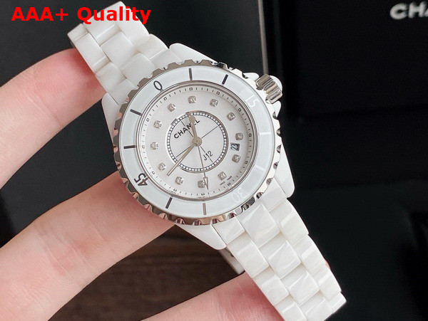 Chanel J12 Watch 33mm White Highly Resistant Ceramic and Steel Diamond Indicators H5703 Replica