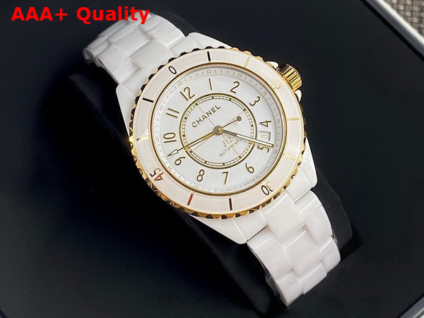 Chanel J12 Watch Caliber 12 1 38mm White Highly Resistant Ceramic and 18k Yellow Gold H9540 Replica