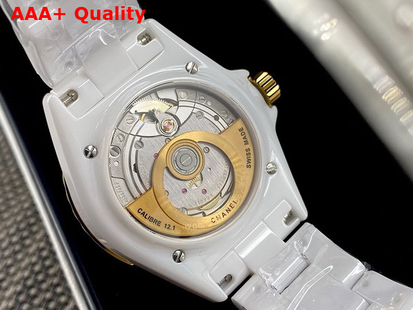 Chanel J12 Watch Caliber 12 1 38mm White Highly Resistant Ceramic and 18k Yellow Gold H9540 Replica