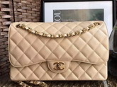 Chanel Jumbo Caviar Flap Bag in Beige with Gold Hardware For Sale