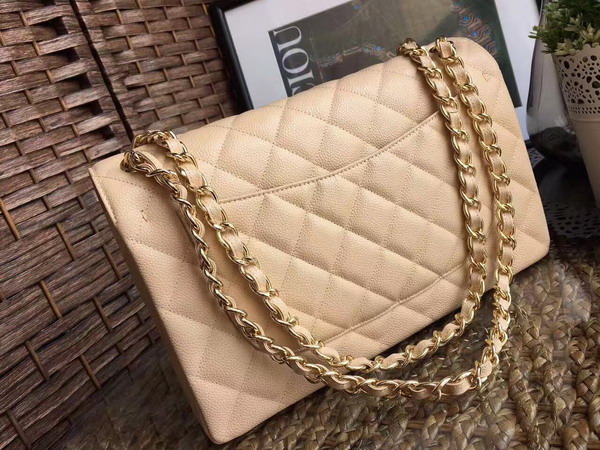 Chanel Jumbo Caviar Flap Bag in Beige with Gold Hardware For Sale