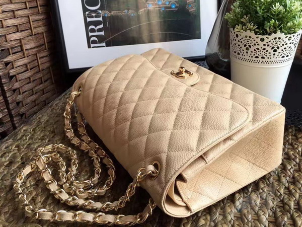 Chanel Jumbo Caviar Flap Bag in Beige with Gold Hardware For Sale