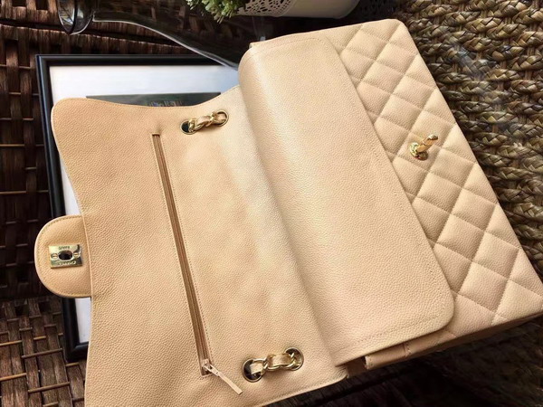 Chanel Jumbo Caviar Flap Bag in Beige with Gold Hardware For Sale