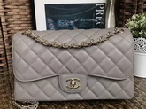 Chanel Jumbo Caviar Flap Bag in Grey with Gold Metal For Sale