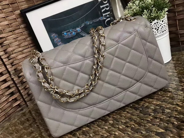 Chanel Jumbo Caviar Flap Bag in Grey with Gold Metal For Sale