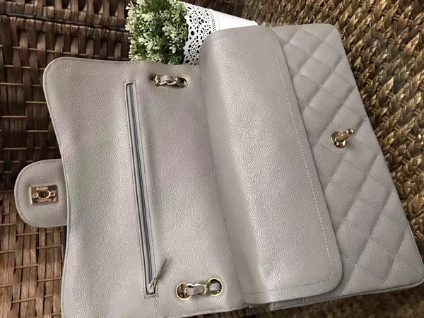 Chanel Jumbo Caviar Flap Bag in Grey with Gold Metal For Sale