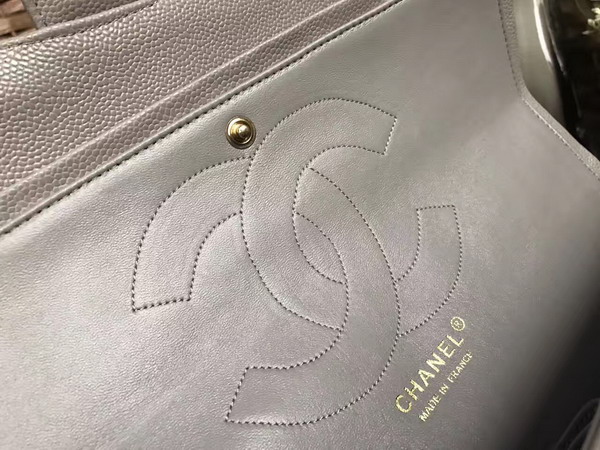 Chanel Jumbo Caviar Flap Bag in Grey with Gold Metal For Sale