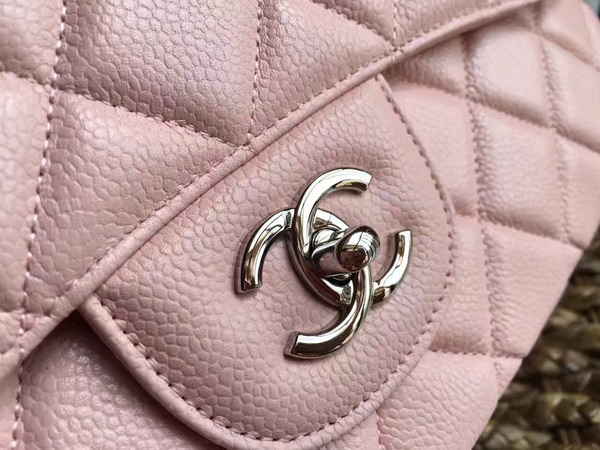 Chanel Jumbo Caviar Flap Bag in Pink with Silver Metal For Sale