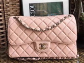 Chanel Jumbo Caviar Flap Bag in Pink with Silver Metal For Sale