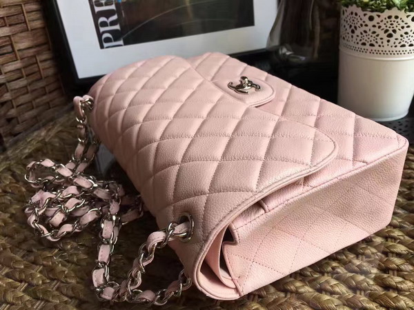 Chanel Jumbo Caviar Flap Bag in Pink with Silver Metal For Sale