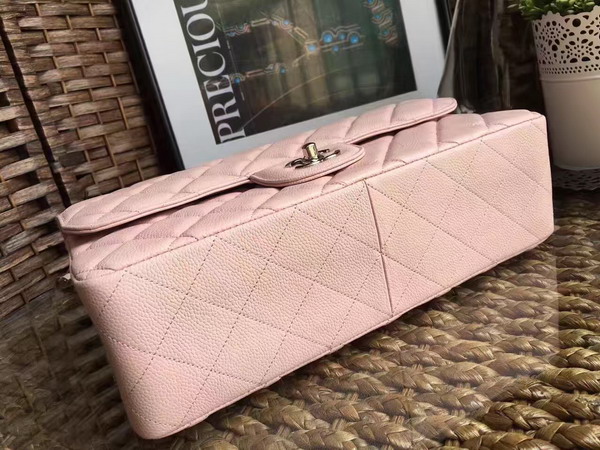 Chanel Jumbo Caviar Flap Bag in Pink with Silver Metal For Sale