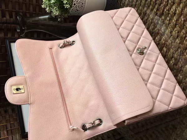 Chanel Jumbo Caviar Flap Bag in Pink with Silver Metal For Sale