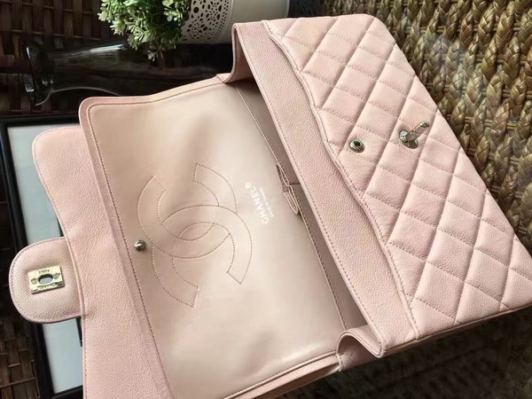 Chanel Jumbo Caviar Flap Bag in Pink with Silver Metal For Sale